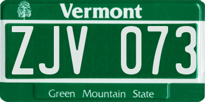 VT license plate ZJV073