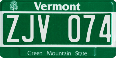 VT license plate ZJV074