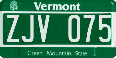 VT license plate ZJV075
