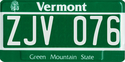 VT license plate ZJV076
