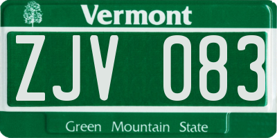 VT license plate ZJV083