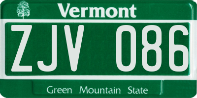 VT license plate ZJV086