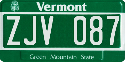 VT license plate ZJV087