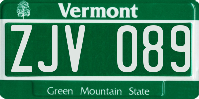 VT license plate ZJV089