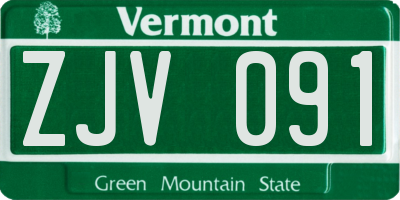 VT license plate ZJV091