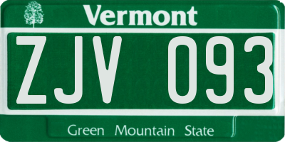 VT license plate ZJV093