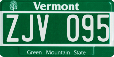 VT license plate ZJV095