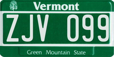 VT license plate ZJV099