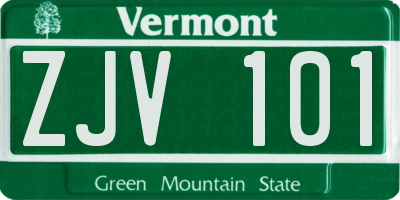 VT license plate ZJV101
