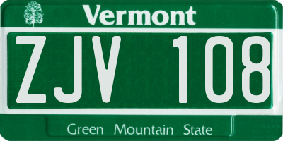 VT license plate ZJV108
