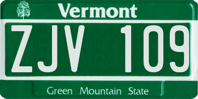 VT license plate ZJV109