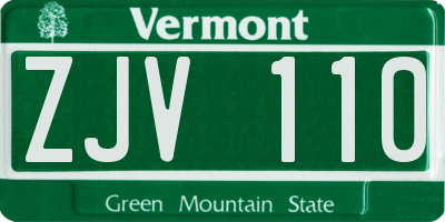 VT license plate ZJV110