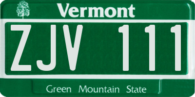 VT license plate ZJV111