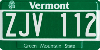 VT license plate ZJV112