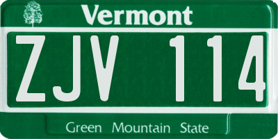 VT license plate ZJV114