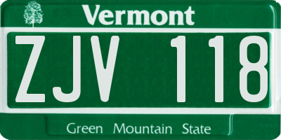 VT license plate ZJV118