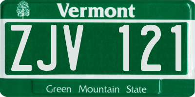 VT license plate ZJV121