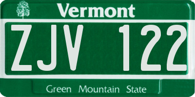 VT license plate ZJV122