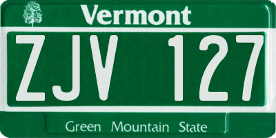 VT license plate ZJV127