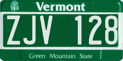 VT license plate ZJV128