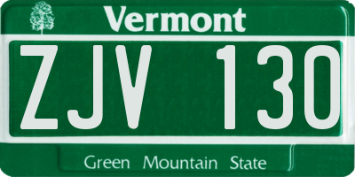 VT license plate ZJV130