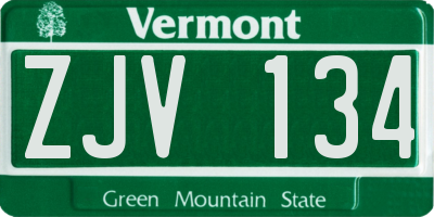VT license plate ZJV134