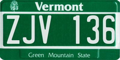 VT license plate ZJV136
