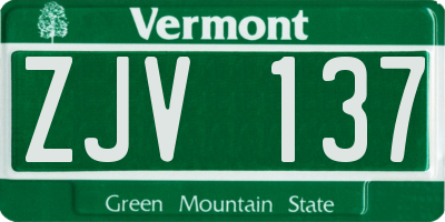 VT license plate ZJV137
