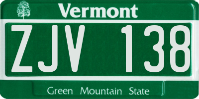 VT license plate ZJV138