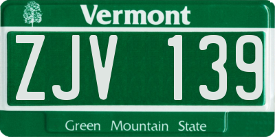 VT license plate ZJV139