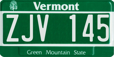 VT license plate ZJV145