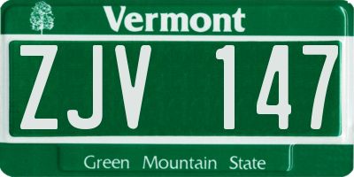 VT license plate ZJV147
