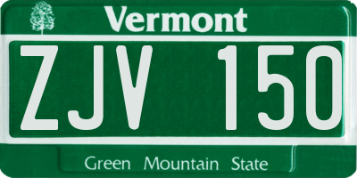 VT license plate ZJV150
