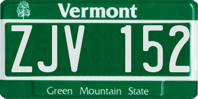VT license plate ZJV152