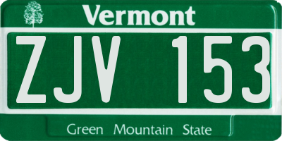 VT license plate ZJV153