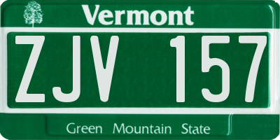 VT license plate ZJV157