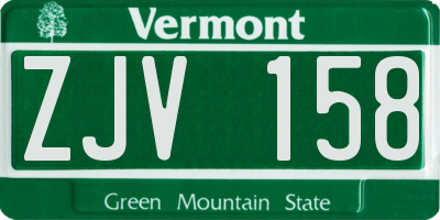 VT license plate ZJV158