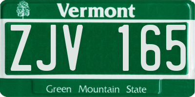 VT license plate ZJV165