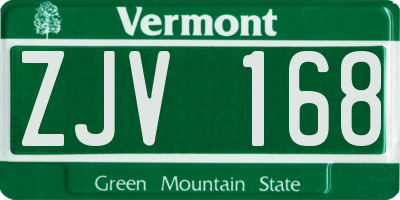 VT license plate ZJV168