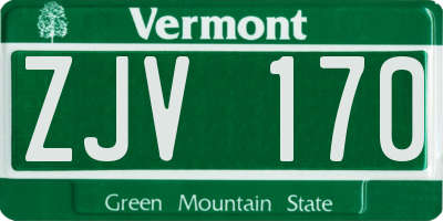 VT license plate ZJV170