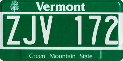 VT license plate ZJV172