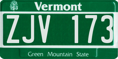 VT license plate ZJV173