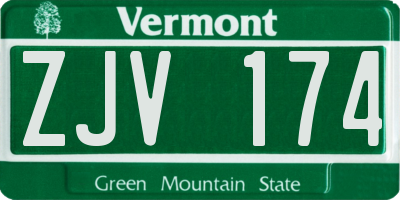 VT license plate ZJV174