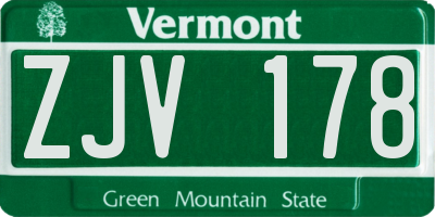 VT license plate ZJV178