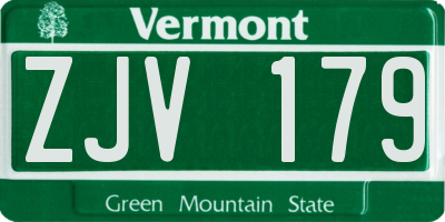 VT license plate ZJV179
