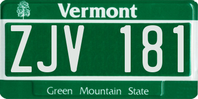 VT license plate ZJV181