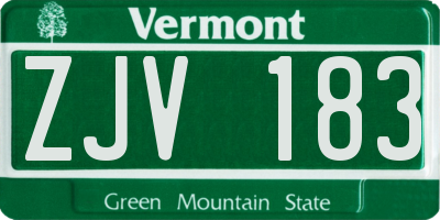 VT license plate ZJV183