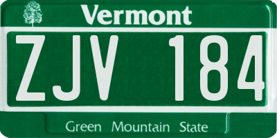 VT license plate ZJV184