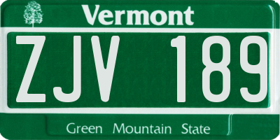 VT license plate ZJV189