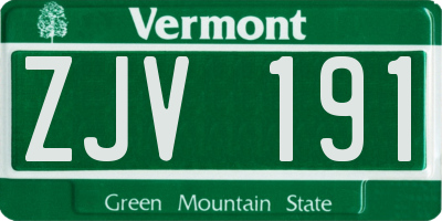VT license plate ZJV191